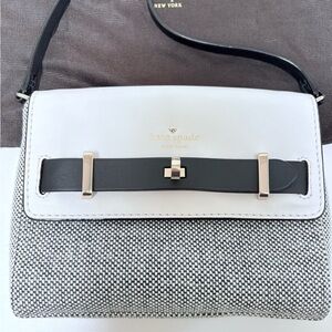 kate spade White and Black Shoulder Bag with Gold Hardware